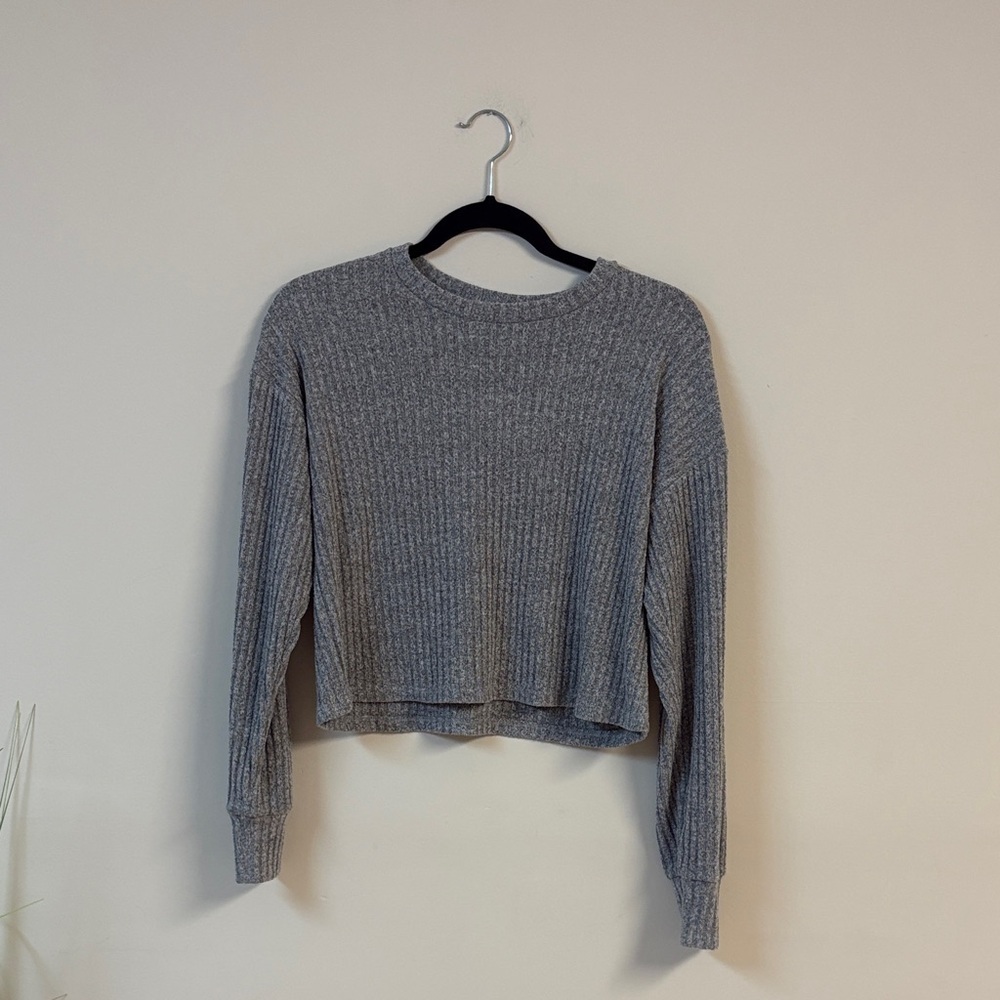 BNWOT Wilfred Free Rudko Gray ribbed long sleeve Crew Neck Sweater size S - Picture 2 of 4